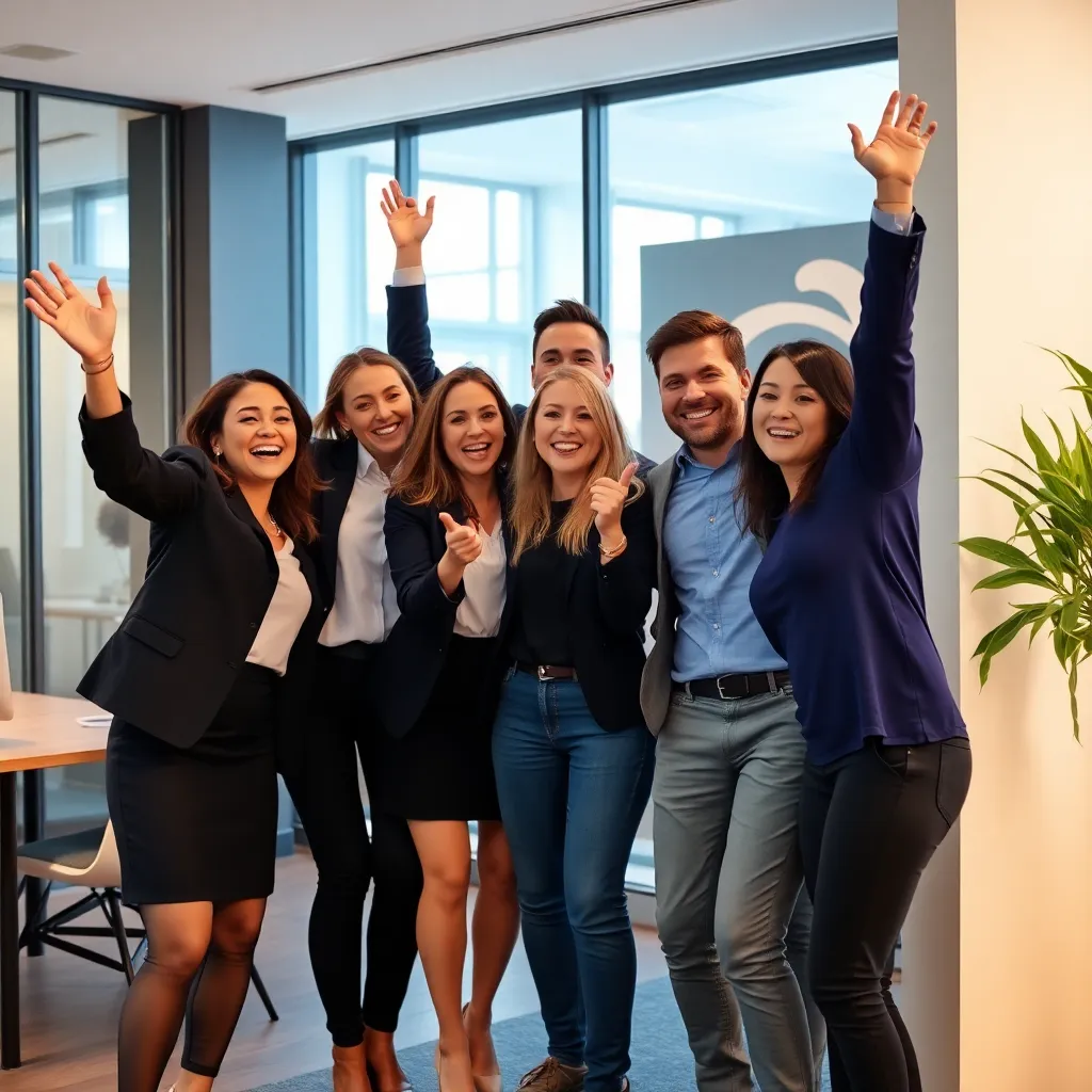 Team viert samen een succesvolle prestatie na training