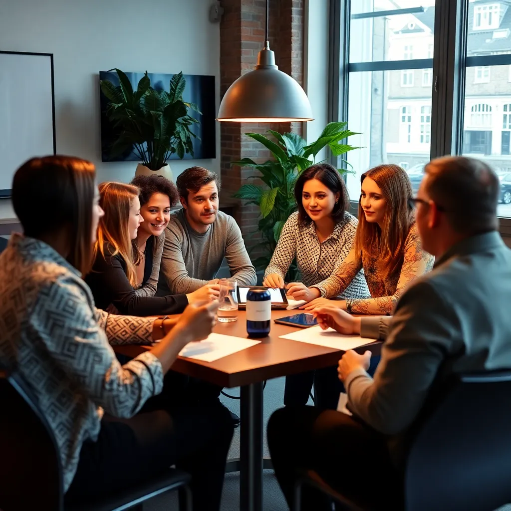 Diverse deelnemers werken samen tijdens een interactieve mindset training sessie