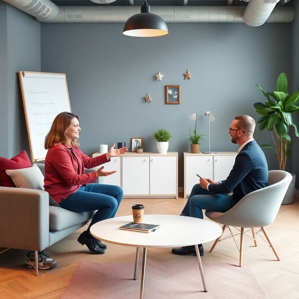 Coach begeleidt een deelnemer tijdens een intensieve één-op-één mindset trainingssessie